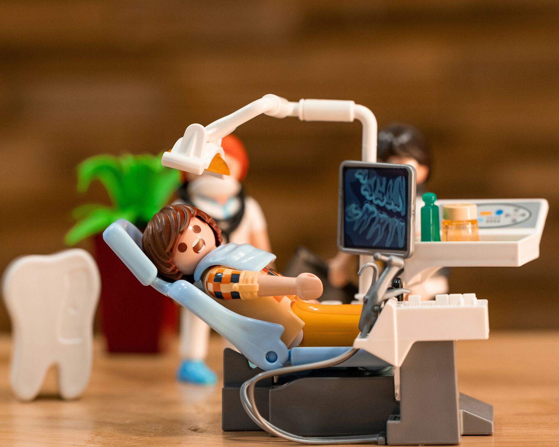 Lego figure at dentist
